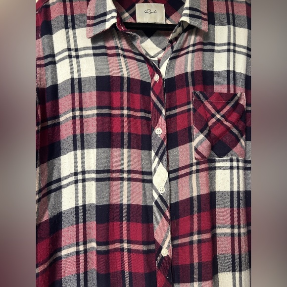 Rails Hunter Plaid Long Sleeve Shirt White Navy L - Picture 5 of 10